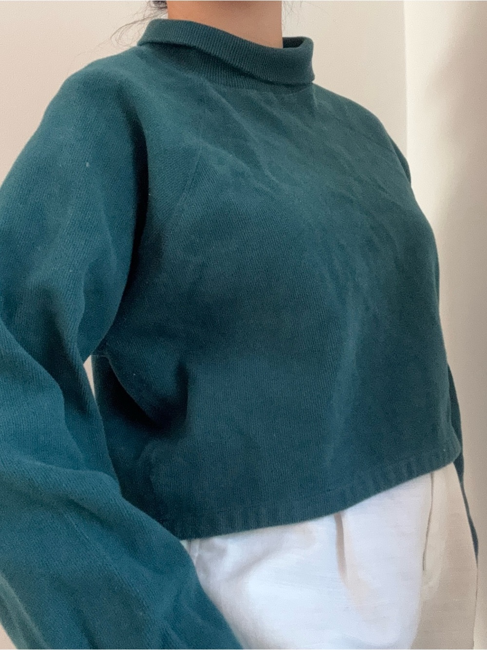 Classic Women's Teal Long-Sleeve Mock Neck Top
